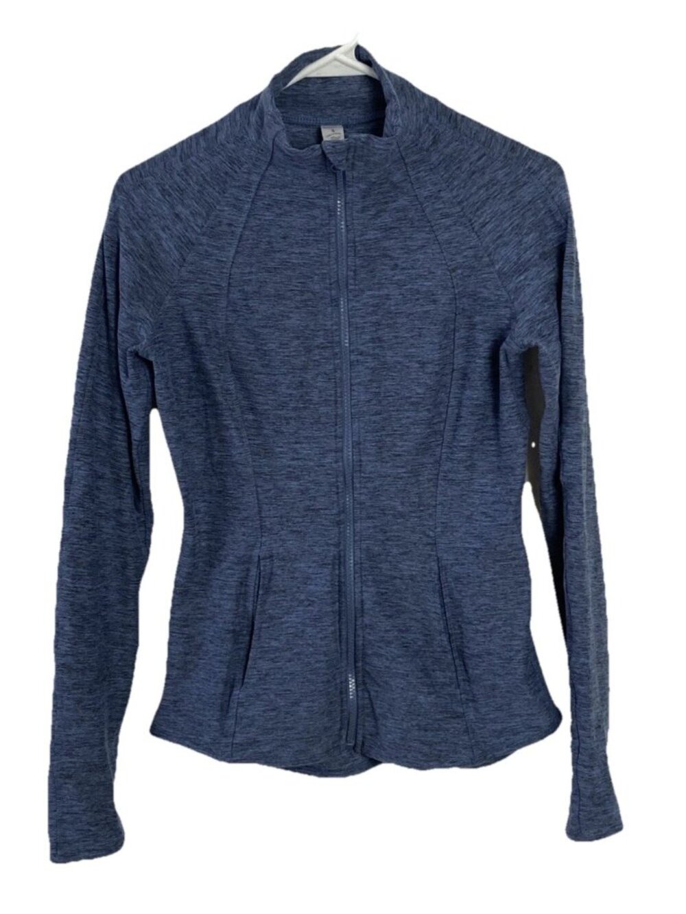 Yogalicious LUX Jacket Womens L Full Zip Long Sleeve Thumbholes Heather blue